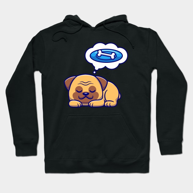 Cute Pug Dog Dream Bone Cartoon Hoodie by Catalyst Labs